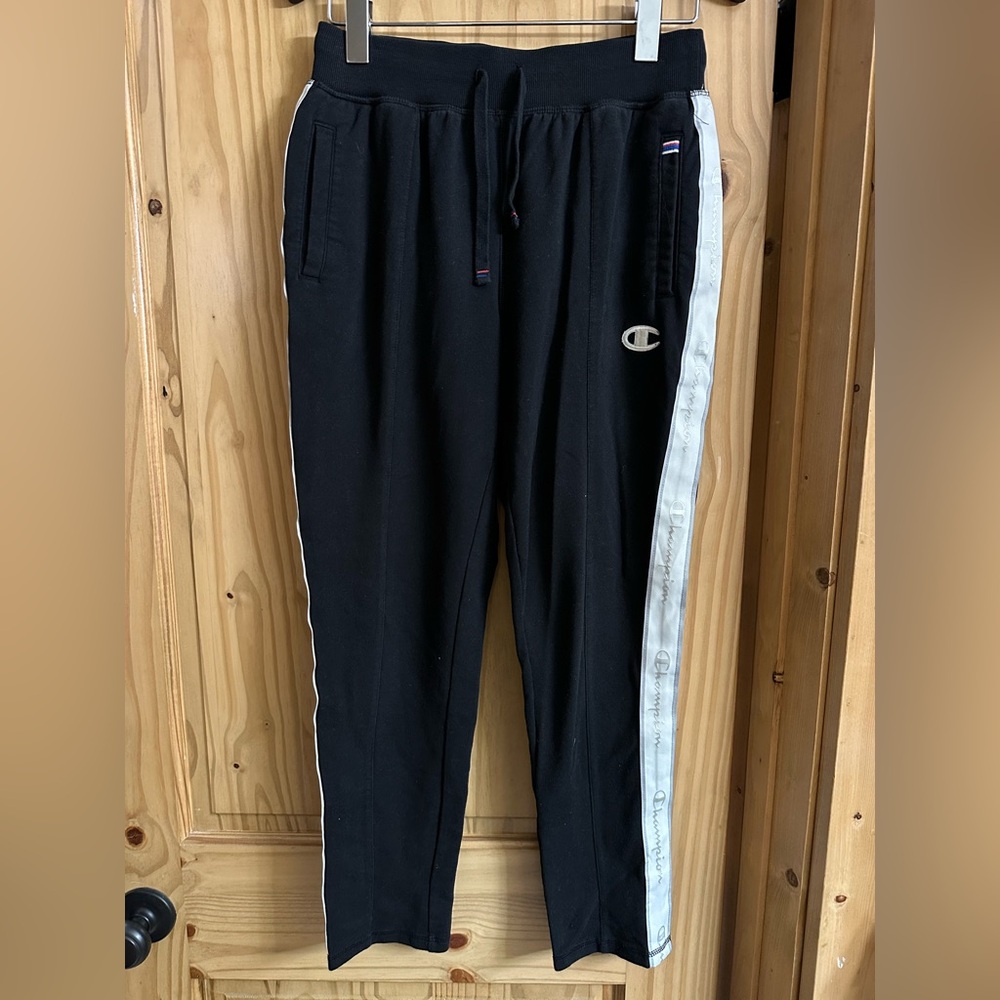 Champion Black Joggers with White Stripe